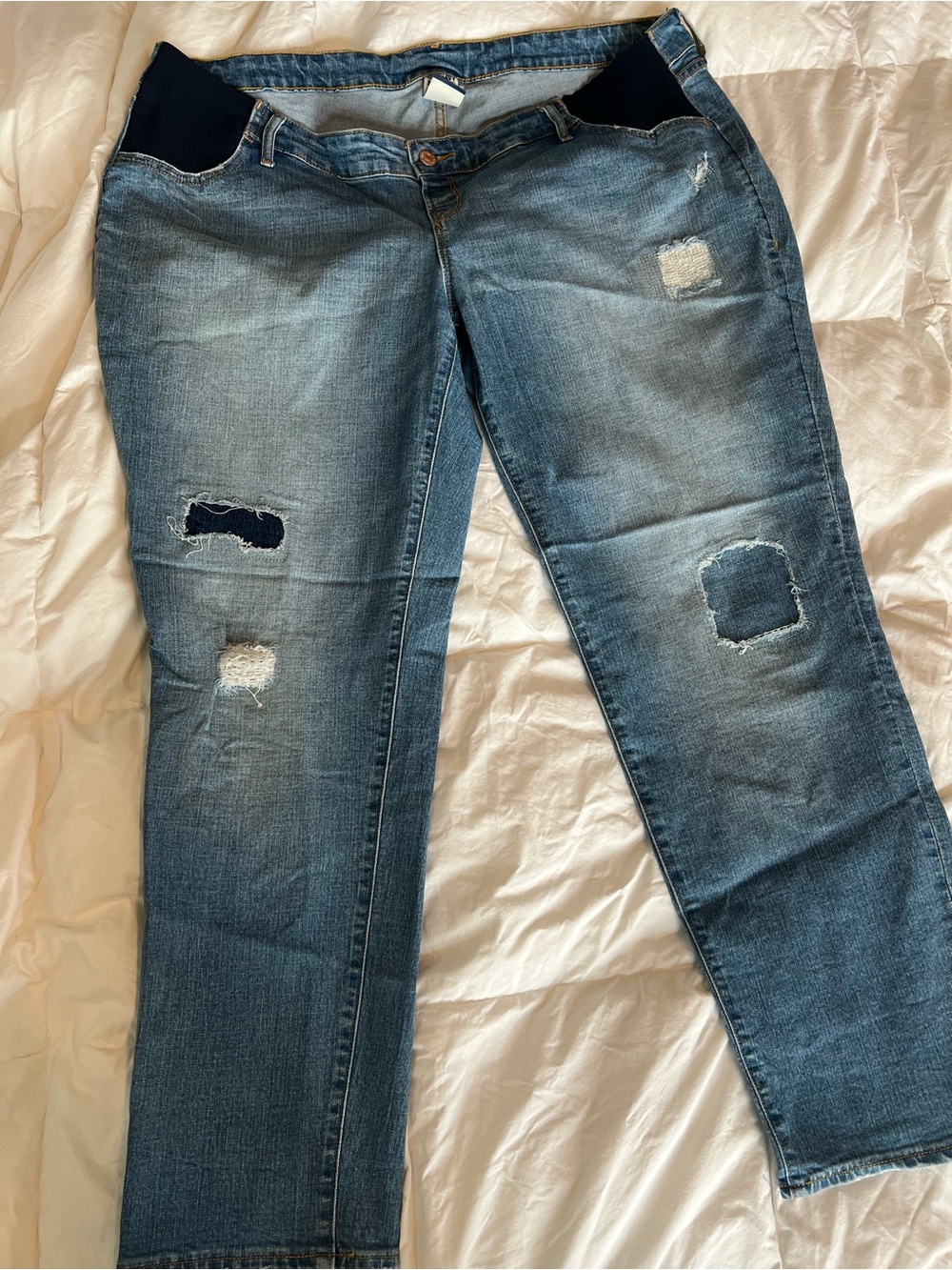 Old Navy Distressed Maternity Denim Jeans with side Panel sz 16